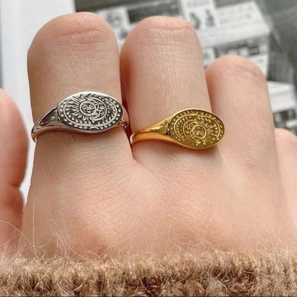⚡️Insta sun moon sterling silver open ring - Picture 1 of 5